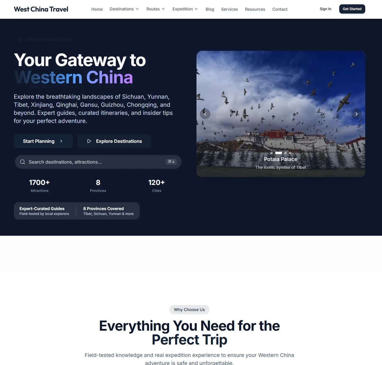 GoWesternChina desktop preview