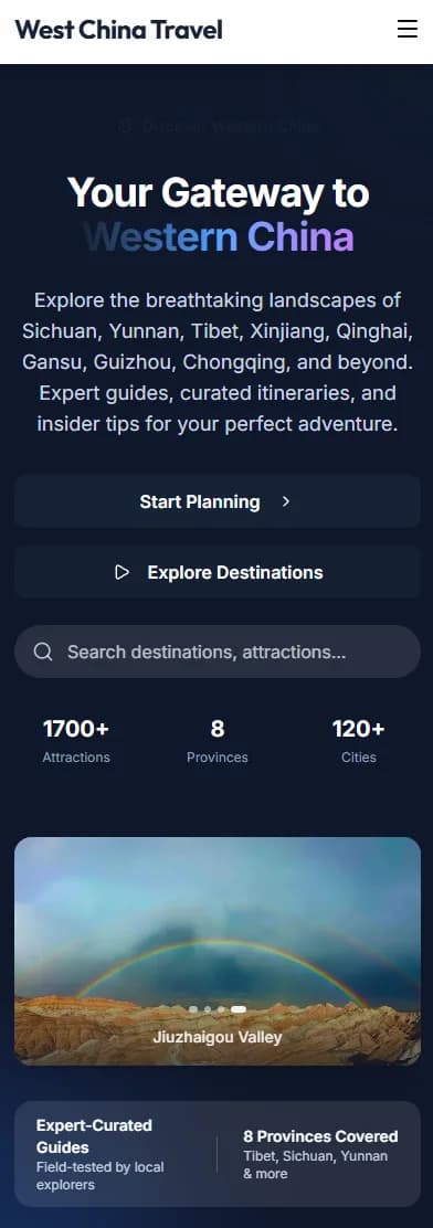 GoWesternChina mobile preview