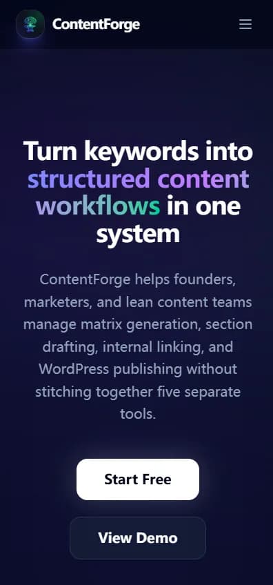iContentForge mobile preview