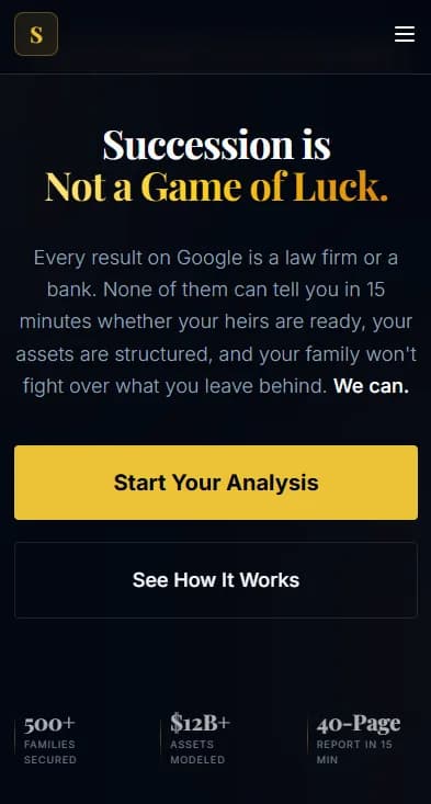 SuccessionLabX mobile preview